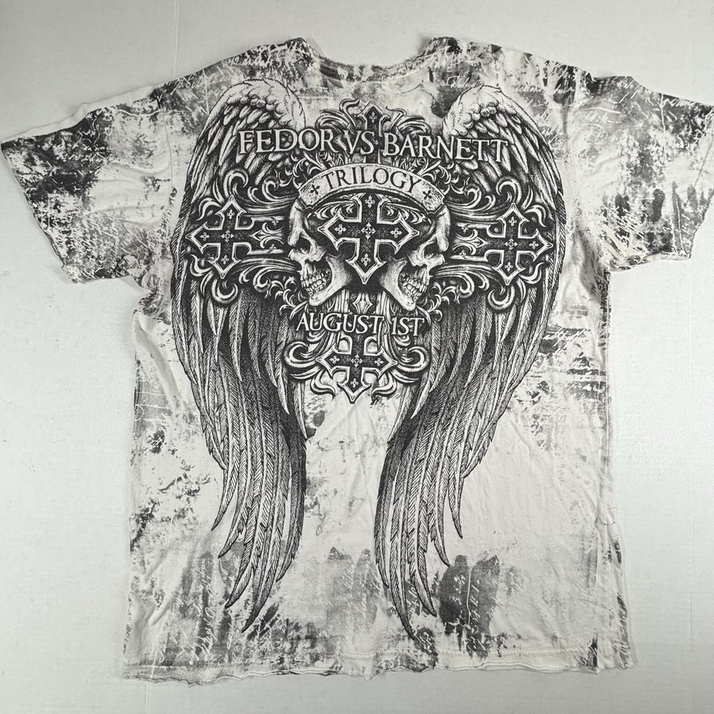Affliction Fleur Cyber Y2K Wings Shirt Large Grunge Mallgoth MMA‎ Fedor Barnett - Picture 6 of 7